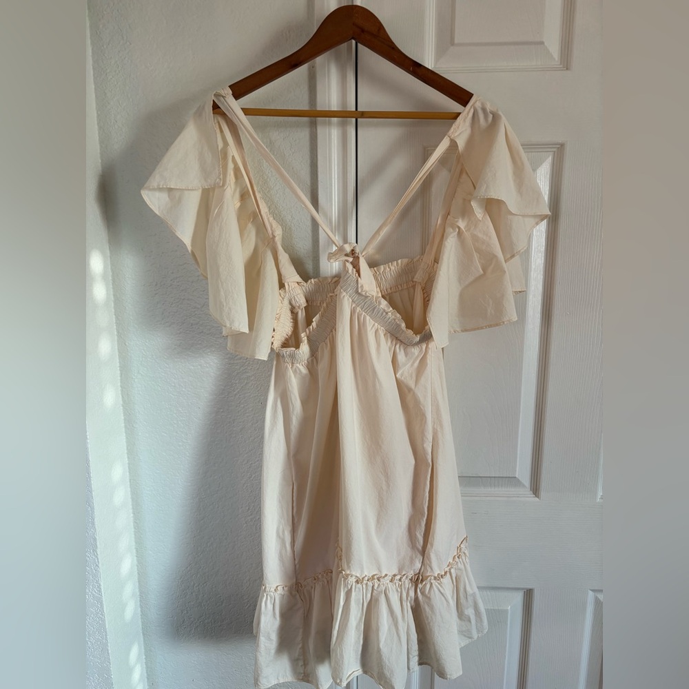 Free People Cream Ruffled Mini Dress - Picture 6 of 9